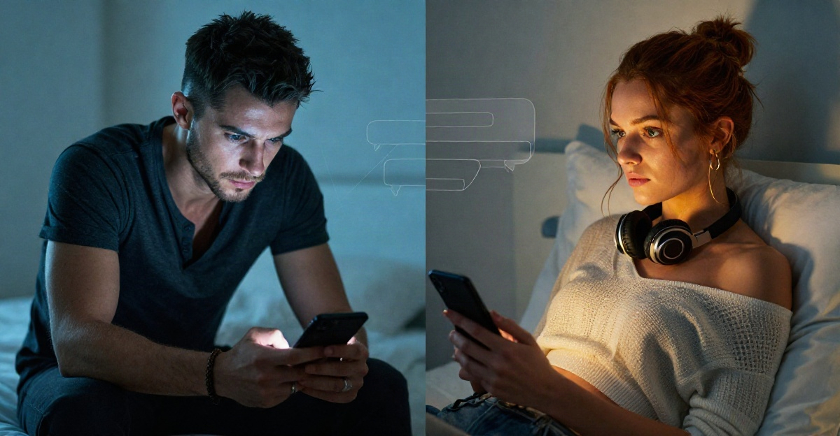 Illustration accompanying the guide to difference between male and female perceptions of virtual sex